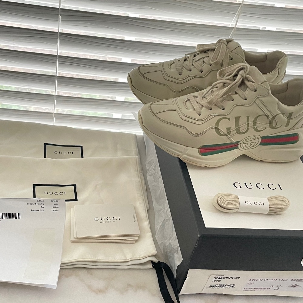 rhyton glitter gucci leather sneaker